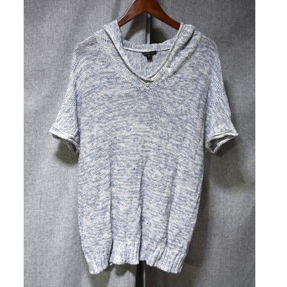 James Perse Blue Marled Knit Short Sleeve Hoodie – Size 1 (Small) - Picture 1 of 3